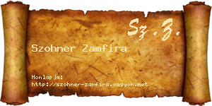 Szohner Zamfira névjegykártya